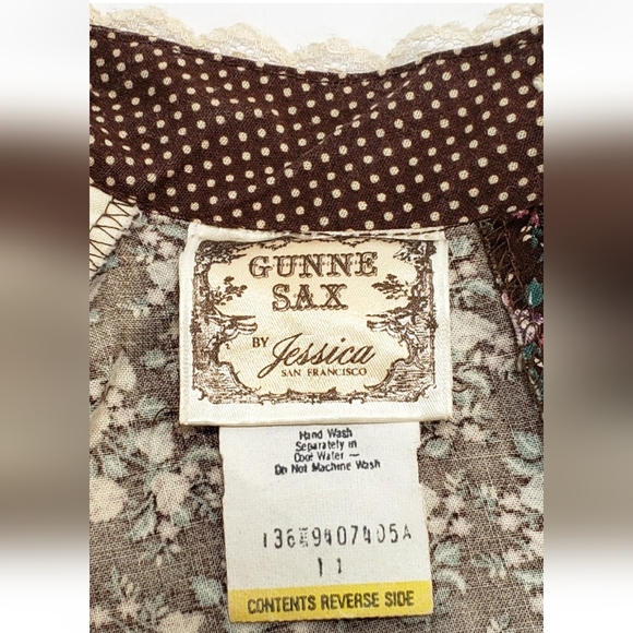 Vintage Gunne Sax Prairie Dress, Brown Floral Calico, 11, Medium, Pockets RARE! - Picture 7 of 14
